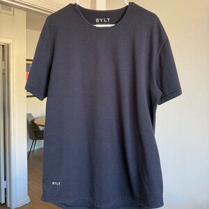 BYLT Drop Cut Short Sleeve Shirt Navy Blue Large